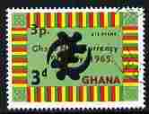 Ghana 1965 New Currency 3p on 3d Gods Omnipotence fine cds used, SG 383, stamps on religion