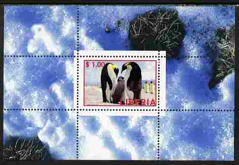 Liberia 2000 Penguins perf s/sheet unmounted mint, stamps on birds, stamps on penguins, stamps on polar