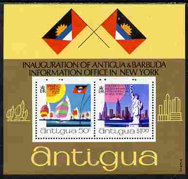 Antigua 1972 Inauguration of Tourist Office perf m/sheet unmounted mint, SG MS 349, stamps on , stamps on  stamps on tourism, stamps on  stamps on yachts, stamps on  stamps on sailing, stamps on  stamps on statue of liberty
