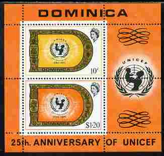 Dominica 1971 25th Anniversary of UNICEF perf m/sheet unmounted mint, SG MS 336, stamps on unicef, stamps on children