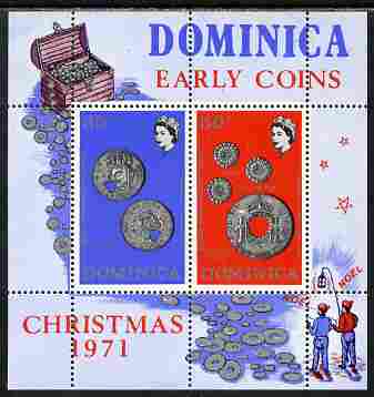 Dominica 1972 Coins perf m/sheet unmounted mint, SG MS 351, stamps on coins
