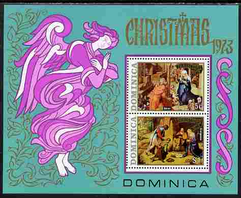 Dominica 1973 Christmas Paintings perf m/sheet unmounted mint, SG MS 404, stamps on christmas, stamps on arts, stamps on durer