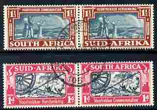 South Africa 1938 KG6 Voortrekker Commemoration set of 4 (2 horiz bi-lingual pairs) fine cds used SG 80-81, stamps on , stamps on  kg6 , stamps on 