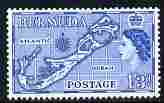 Bermuda 1953-62 Map of Bermuda 1s3d bright blue (die I Sandy's) from def set unmounted mint SG 145a, stamps on , stamps on  stamps on maps