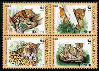 Azerbaijan 2005 WWF - Endangered Species - Leopards perf se-tenant block of 4 unmounted mint SG 591-4, stamps on , stamps on  wwf , stamps on cats, stamps on leopards, stamps on 