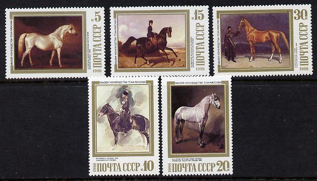 Russia 1988 Paintings of Horses set of 5 unmounted mint, SG 5899-5903, Mi 5854-58*, stamps on , stamps on  stamps on animals, stamps on  stamps on arts, stamps on  stamps on horse