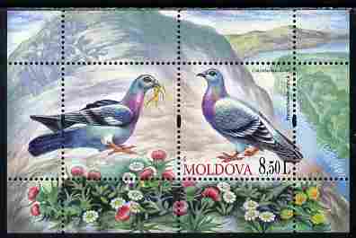 Moldova 2010 Birds - Pigeons perf s/sheet containing 2 values unmounted mint, stamps on birds, stamps on pigeons