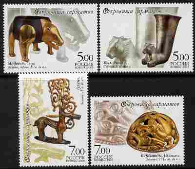 Russia 2005 Artefacts from Filippov Burial Ground set of 4 unmounted mint, SG 7323-26, stamps on artefacts, stamps on .deer, stamps on camels, stamps on bears