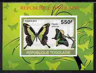 Togo 2010 Butterflies #1 individual imperf deluxe sheetlet unmounted mint. Note this item is privately produced and is offered purely on its thematic appeal , stamps on butterflies