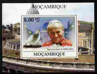 Mozambique 2009 Pope John Paul II #4 individual imperf deluxe sheetlet unmounted mint. Note this item is privately produced and is offered purely on its thematic appeal , stamps on , stamps on  stamps on personalities, stamps on  stamps on pope, stamps on  stamps on religion, stamps on  stamps on popes