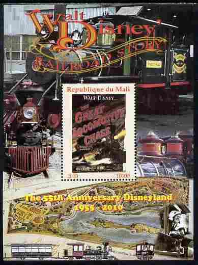 Mali 2010 The 55th Anniversary of Disneyland - Walt Disneys Railroad Story #07 perf s/sheet unmounted mint. Note this item is privately produced and is offered purely on ..., stamps on disney, stamps on cartoons, stamps on films, stamps on cinema, stamps on movies, stamps on railways