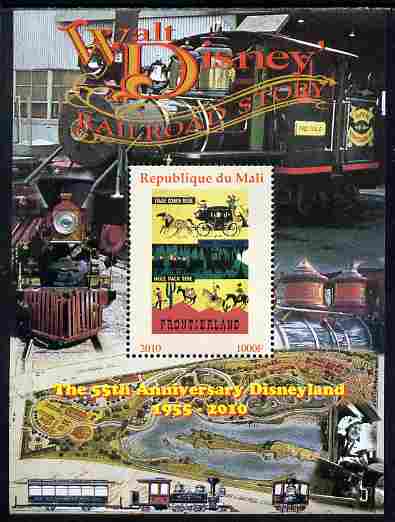 Mali 2010 The 55th Anniversary of Disneyland - Walt Disneys Railroad Story #08 perf s/sheet unmounted mint. Note this item is privately produced and is offered purely on ..., stamps on disney, stamps on cartoons, stamps on films, stamps on cinema, stamps on movies, stamps on railways
