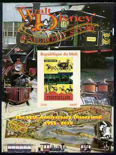 Mali 2010 The 55th Anniversary of Disneyland - Walt Disneys Railroad Story #08 imperf s/sheet unmounted mint. Note this item is privately produced and is offered purely o..., stamps on disney, stamps on cartoons, stamps on films, stamps on cinema, stamps on movies, stamps on railways