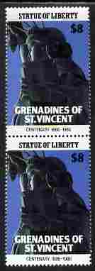 St Vincent - Grenadines 1986 Statue of Liberty Centenary $8 similar to m/sheet but from the unique multi-country sheet intended for a special first day cover but never is..., stamps on monuments, stamps on statues, stamps on americana, stamps on civil engineering, stamps on statue of liberty, stamps on 