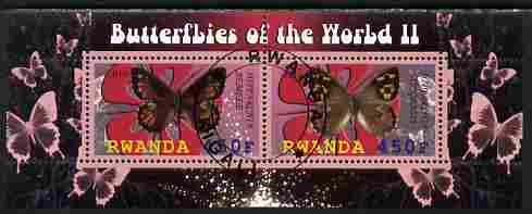 Rwanda 2010 Butterflies #2 perf sheetlet containing 2 values fine cto used, stamps on butterflies
