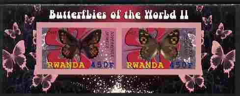 Rwanda 2010 Butterflies #2 imperf sheetlet containing 2 values unmounted mint, stamps on butterflies