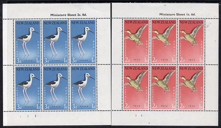 New Zealand 1959 Health - Teal & Stilt set of 2 m/sheets unmounted mint SG MS 777c, stamps on birds, stamps on teal, stamps on stilt