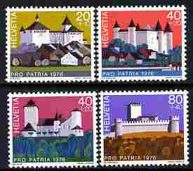 Switzerland 1976 Pro Patria - Swiss Castles perf set of 4 unmounted mint SG 915-18, stamps on castles