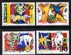 Switzerland 1992 The Circus perf set of 4 unmounted mint SG 1251-54, stamps on circus, stamps on horses, stamps on elephants