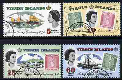 British Virgin Islands 1965 Stamp Centenary perf set of 4 fine cds used, SG 203-06*, stamps on stamp centenary, stamps on stamp on stamp, stamps on ships, stamps on aviation, stamps on stamponstamp