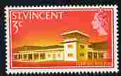 St Vincent 1965-67 QEII def 3c Airport Terminal Building unmounted mint SG 233, stamps on buildings, stamps on aviation