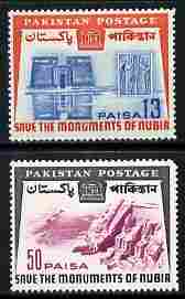 Pakistan 1964 Nubian Monuments Preservation perf set of 2 unmounted mint SG 211-12, stamps on egyptology, stamps on monuments
