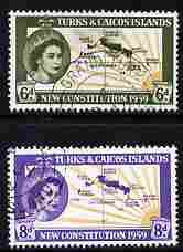 Turks & Caicos Islands 1959 New Constitution set of 2 fine cds used, SG 251-2, stamps on constitutions, stamps on maps