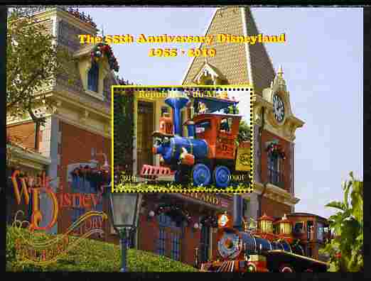 Mali 2010 The 55th Anniversary of Disneyland - Walt Disneys Railroad Story #14 perf s/sheet unmounted mint. Note this item is privately produced and is offered purely on ..., stamps on disney, stamps on films, stamps on cinema, stamps on movies, stamps on cartoons, stamps on railways
