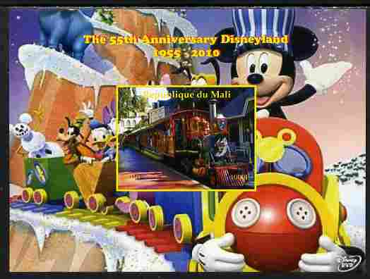 Mali 2010 The 55th Anniversary of Disneyland - Mickey Mouse Railway #01 imperf s/sheet unmounted mint. Note this item is privately produced and is offered purely on its t..., stamps on disney, stamps on films, stamps on cinema, stamps on movies, stamps on cartoons, stamps on railways