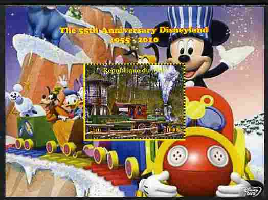 Mali 2010 The 55th Anniversary of Disneyland - Mickey Mouse Railway #02 perf s/sheet unmounted mint. Note this item is privately produced and is offered purely on its the..., stamps on disney, stamps on films, stamps on cinema, stamps on movies, stamps on cartoons, stamps on railways