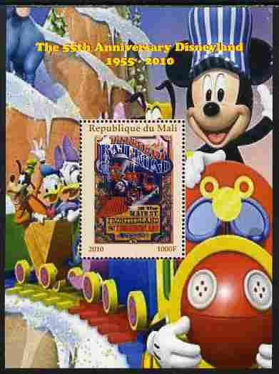 Mali 2010 The 55th Anniversary of Disneyland - Mickey Mouse Railway #04 perf s/sheet unmounted mint. Note this item is privately produced and is offered purely on its the..., stamps on disney, stamps on films, stamps on cinema, stamps on movies, stamps on cartoons, stamps on railways