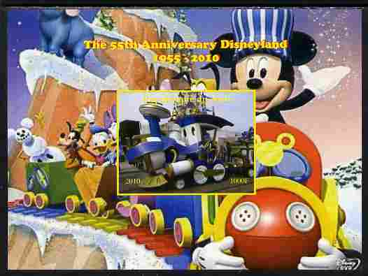 Mali 2010 The 55th Anniversary of Disneyland - Mickey Mouse Railway #05 imperf s/sheet unmounted mint. Note this item is privately produced and is offered purely on its t..., stamps on disney, stamps on films, stamps on cinema, stamps on movies, stamps on cartoons, stamps on railways