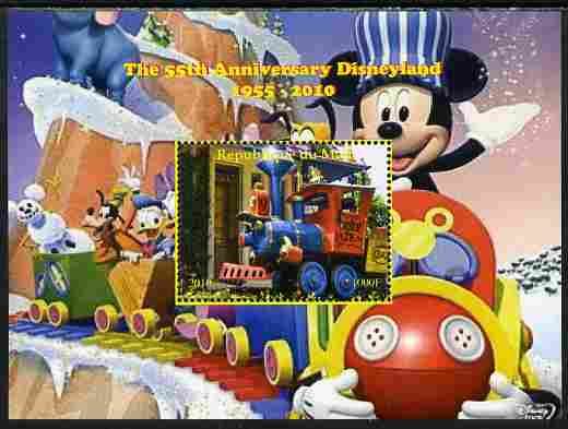 Mali 2010 The 55th Anniversary of Disneyland - Mickey Mouse Railway #07 perf s/sheet unmounted mint. Note this item is privately produced and is offered purely on its the..., stamps on disney, stamps on films, stamps on cinema, stamps on movies, stamps on cartoons, stamps on railways