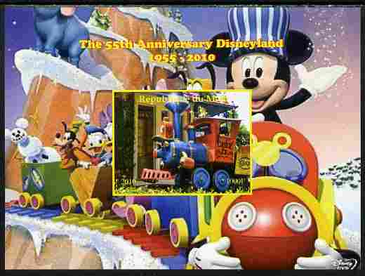 Mali 2010 The 55th Anniversary of Disneyland - Mickey Mouse Railway #07 imperf s/sheet unmounted mint. Note this item is privately produced and is offered purely on its t..., stamps on disney, stamps on films, stamps on cinema, stamps on movies, stamps on cartoons, stamps on railways