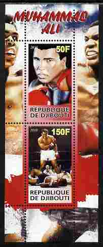 Djibouti 2010 Boxing - Mohammad Ali perf sheetlet containing 2 values unmounted mint, stamps on personalities, stamps on sport, stamps on boxing, stamps on  ali , stamps on 