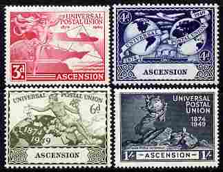 Ascension 1949 KG6 75th Anniversary of Universal Postal Union set of 4 unmounted mint, SG52-55, stamps on , stamps on  kg6 , stamps on  upu , stamps on 