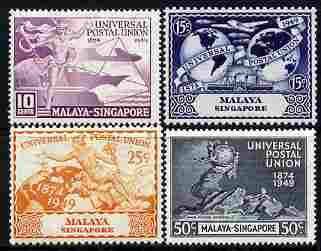 Singapore 1949 KG6 75th Anniversary of Universal Postal Union set of 4 unmounted mint, SG 33-36, stamps on , stamps on  kg6 , stamps on  upu , stamps on 