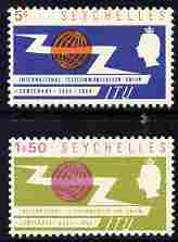 Seychelles 1965 ITU Centenary perf set of 2 unmounted mint, SG 218-19, stamps on , stamps on  stamps on , stamps on  stamps on  itu , stamps on  stamps on communications