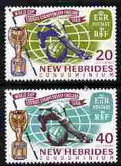 New Hebrides - English 1966 Football World Cup Championships set of 2 unmounted mint SG 118-19, stamps on football