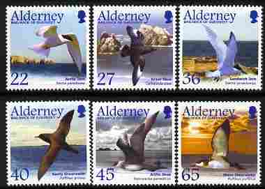 Guernsey - Alderney 2003 Migrating Birds (2nd series) Seabirds perf set of 6 unmounted mint SG A210-15, stamps on birds, stamps on 