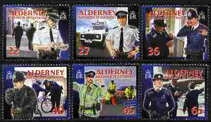 Guernsey - Alderney 2003 Community Services (3rd series) Police perf set of 6 unmounted mint SG A217-22, stamps on police, stamps on land rover, stamps on bicycles