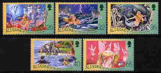 Guernsey - Alderney 2005 Birth Bicentenary of Hans Christian Andersen perf set of 5 unmounted mint SG A248-52, stamps on persionalities, stamps on literature, stamps on children, stamps on fairy tales