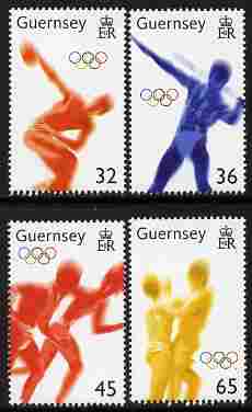 Guernsey 2004 Athens Olympic Games perf set of 4 unmounted mint, SG 1045-48, stamps on olympics, stamps on discus, stamps on javelin, stamps on running, stamps on wrestling, stamps on 