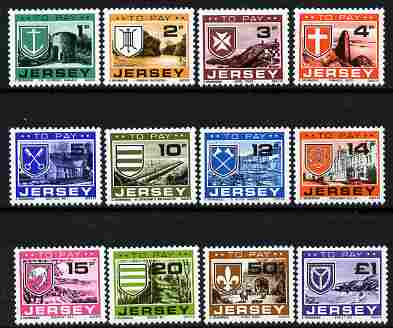 Jersey 1978 Postage Due set of 12 complete unmounted mint, SG D21-32, stamps on postage due, stamps on arms, stamps on heraldry, stamps on 