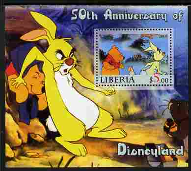 Liberia 2005 50th Anniversary of Disneyland #20 (Pooh) perf s/sheet unmounted mint, stamps on disney, stamps on cinema, stamps on movies, stamps on cartoons, stamps on entertainments, stamps on bears
