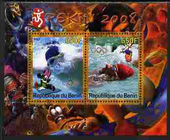 Benin 2007 Beijing Olympic Games #25 - Swimming perf s/sheet containing 2 values (Disney characters in background) unmounted mint. Note this item is privately produced and is offered purely on its thematic appeal, stamps on sport, stamps on olympics, stamps on disney, stamps on swimming, stamps on 