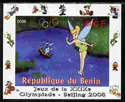 Benin 2008 Beijing Olympics - Disney Characters - Scenes from Peter Pan #2 - individual imperf deluxe sheet unmounted mint. Note this item is privately produced and is of..., stamps on disney, stamps on films, stamps on movies, stamps on cinema, stamps on cartoons, stamps on 