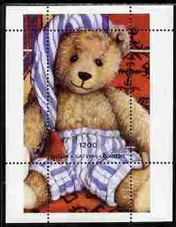 Batum 1996 Teddy Bears perf souvenir sheet (1200 value) unmounted mint. Note this item is privately produced and is offered purely on its thematic appeal, it has no posta..., stamps on teddy bears