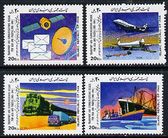 Iran 1989 Transport & Communications set of 4 unmounted mint, SG 2507-10, stamps on transport, stamps on communications, stamps on trucks, stamps on railways, stamps on ships, stamps on aviation