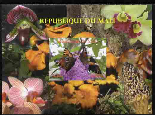 Mali 2010 Butterflies #01 with Orchids & Fungi in background imperf s/sheet unmounted mint. Note this item is privately produced and is offered purely on its thematic app..., stamps on butterflies, stamps on flowers, stamps on orchids, stamps on fungi